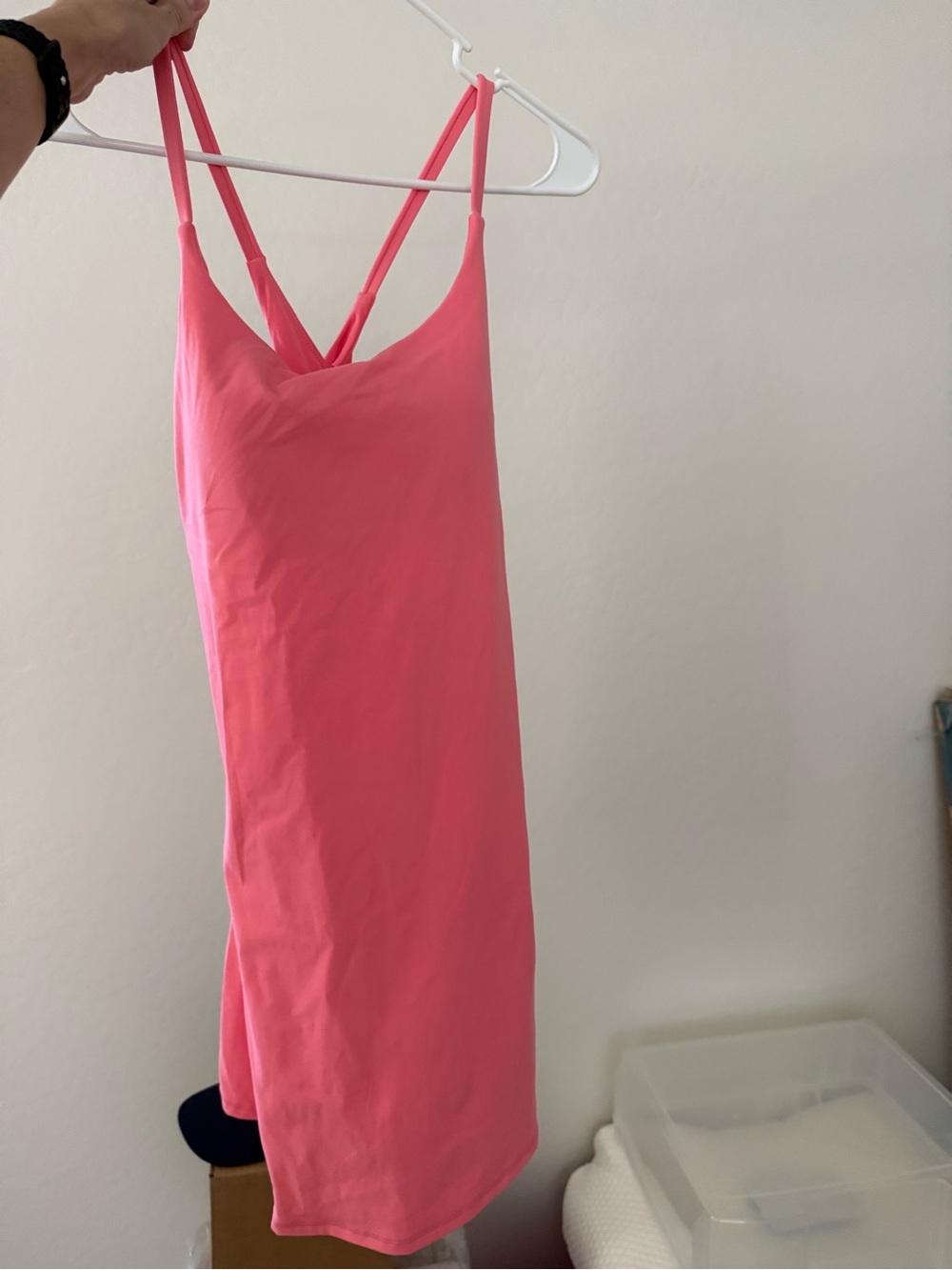 HALARA Hot Pink Slip Dress with Crossback Straps